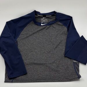 Nike Dri-Fit Navy and Gray Baseball Shirt